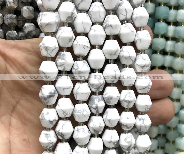 CME626 15 inches 10*11mm bicone white howlite turquoise beads