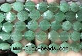 CME755 15 inches 12mm faceted hexagon green strawberry quartz beads