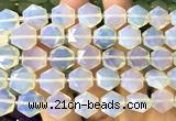 CME757 15 inches 12mm faceted hexagon white opalite beads