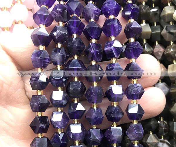 CME803 15 inches 8*10mm faceted bicone dark amethyst beads