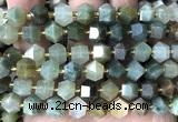 CME810 15 inches 8*10mm faceted bicone green rutilated quartz beads