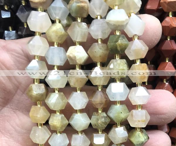 CME811 15 inches 8*10mm faceted bicone green rutilated quartz beads