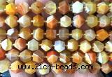 CME832 15 inches 8*10mm faceted bicone orange banded agate beads