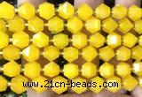 CME844 15 inches 8*10mm faceted bicone yellow candy jade beads