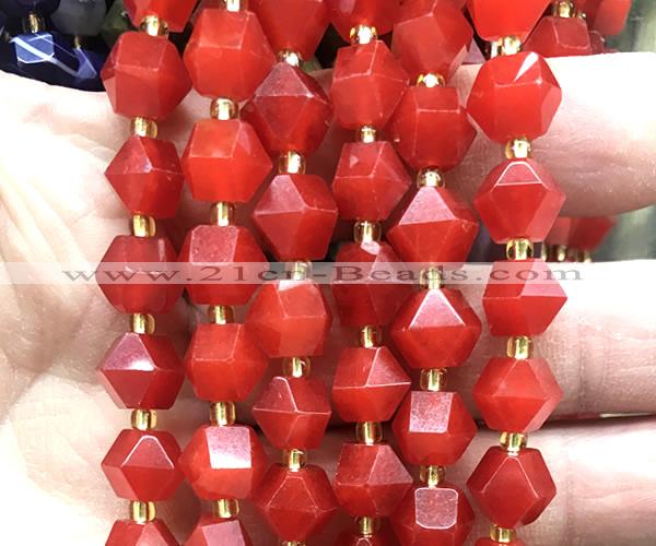 CME845 15 inches 8*10mm faceted bicone red candy jade beads