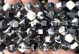 CME867 15 inches 8*10mm faceted bicone black & white jasper beads