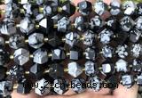 CME870 15 inches 8*10mm faceted bicone snowflake obsidian beads