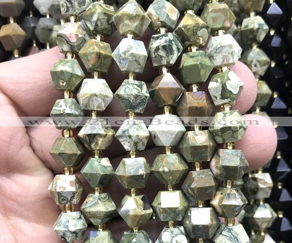 CME884 15 inches 8*10mm faceted bicone rhyolite gemstone beads