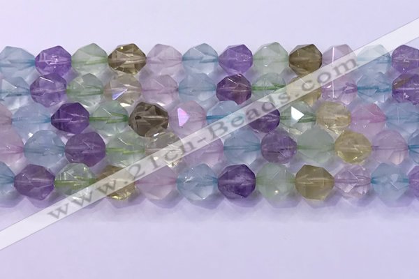 CMQ578 15.5 inches 12mm faceted round mixed quartz beads