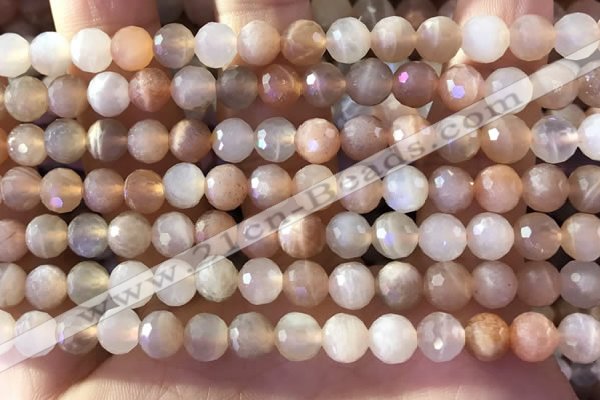 CMS1891 15.5 inches 6.5mm faceted round rainbow moonstone beads