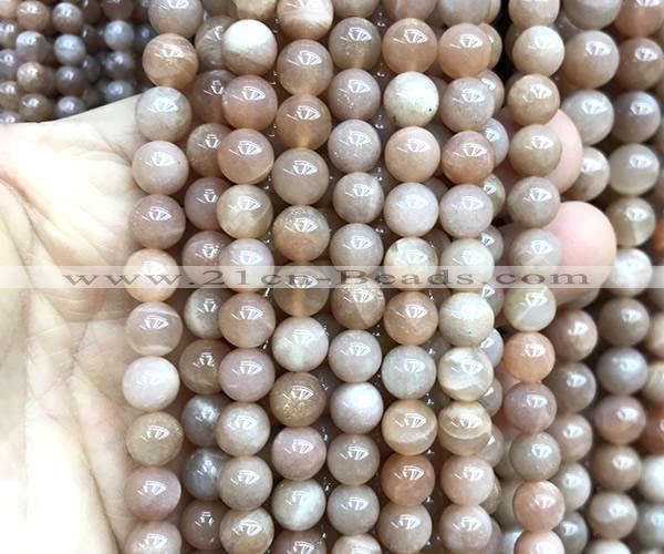 CMS2356 15 inches 8mm round moonstone beads wholesale