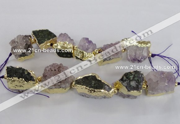 CNG2156 7.5 inches 18*25mm - 22*30mm nuggets druzy amethyst beads