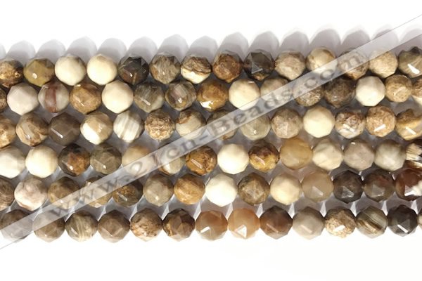 CNG9090 15.5 inches 8mm faceted nuggets coral jade gemstone beads