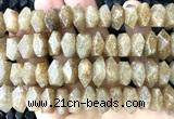 CNG9204 7*11mm - 8*12mm faceted nuggets golden strawberry quartz beads