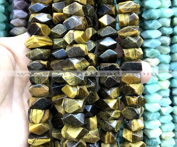 CNG9221 15 inches 7*11mm - 8*12mm faceted nuggets yellow tiger eye beads