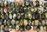 CNG9223 15 inches 7*11mm - 8*12mm faceted nuggets green garnet beads