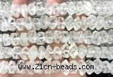 CNG9226 15 inches 7*11mm - 8*12mm faceted nuggets white crystal beads