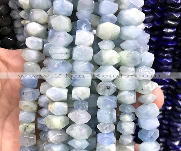 CNG9250 15 inches 6*10mm - 7*12mm faceted nuggets aquamarine beads