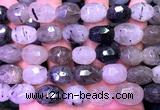 CNG9360 15 inches 12*16mm - 15*20mm faceted nuggets black rutilated quartz beads