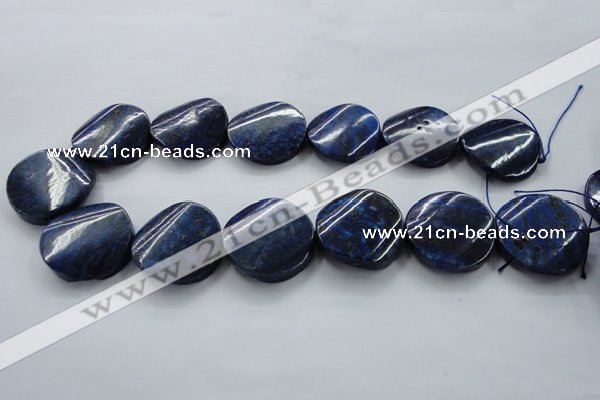 CNL698 15.5 inches 30mm twisted coin natural lapis lazuli beads