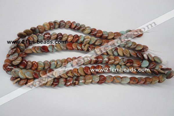 CNS124 15.5 inches 12mm flat round natural serpentine jasper beads