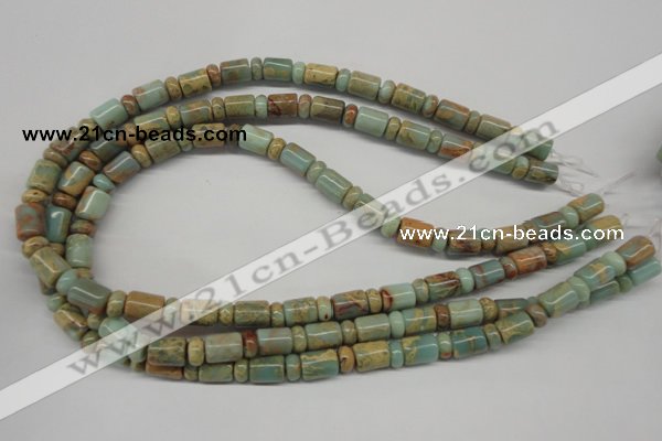 CNS136 5*8mm rondelle & 8*12mm tube natural serpentine jasper beads