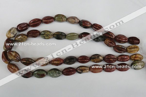 CPJ371 15.5 inches 10*18mm starfruit picasso jasper gemstone beads