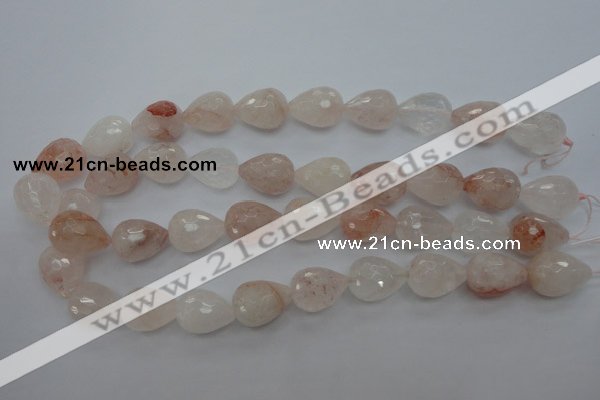 CPQ76 15.5 inches 15*20mm faceted teardrop natural pink quartz beads