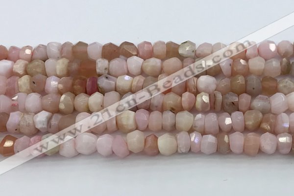 CRB5630 15.5 inches 4*6mm - 5*7mm faceted rondelle pink opal beads