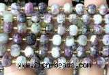 CRB6054 6*8mm faceted rondelle plum blossom tourmaline beads