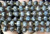 CRB6069 6*8mm faceted rondelle Chinese snowflake obsidian beads