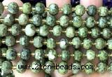 CRB6073 15 inches 6*8mm faceted rondelle green iron stone beads