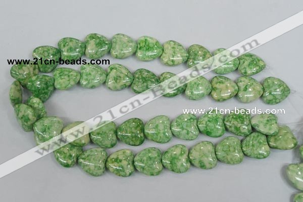 CRF214 15.5 inches 18*18mm heart dyed rain flower stone beads