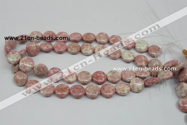 CRF258 15.5 inches 16mm flat round dyed rain flower stone beads