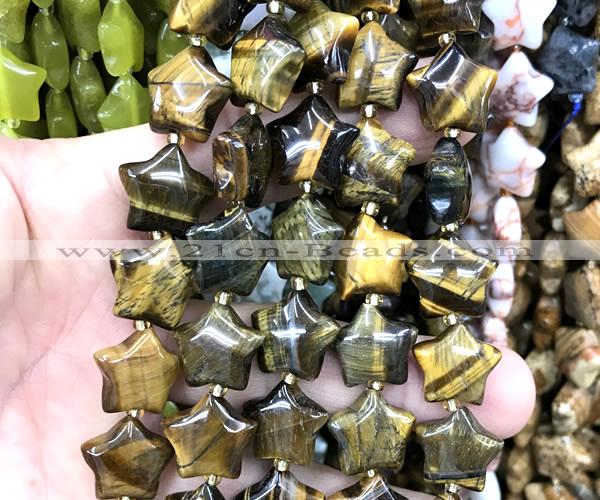 CRG92 15 inches 16mm star yellow tiger eye beads wholesale