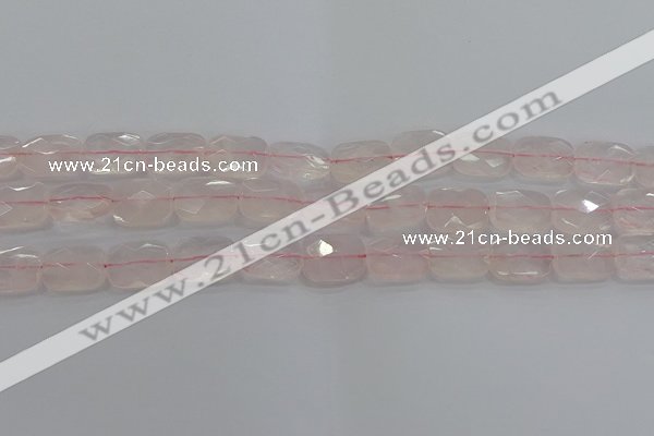 CRQ165 15.5 inches 12*16mm faceted rectangle natural rose quartz beads