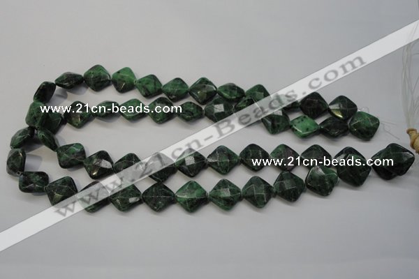 CRZ75 15.5 inches 14*14mm faceted diamond ruby zoisite gemstone beads