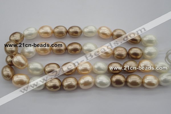 CSB678 15.5 inches 16*19mm oval mixed color shell pearl beads