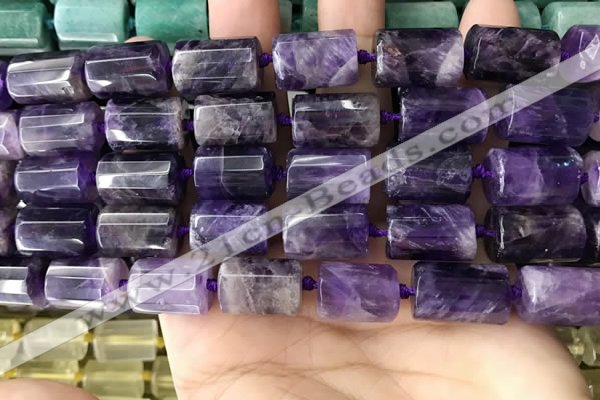 CTB618 15.5 inches 11*16mm - 12*18mm faceted tube amethyst beads