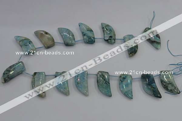 CTD1187 Top drilled 15*30mm - 16*32mm horn plated quartz beads