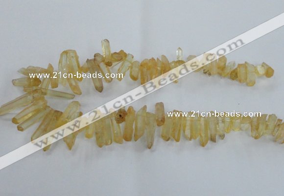 CTD1691 Top drilled 5*15mm - 7*35mm sticks dyed white crystal beads