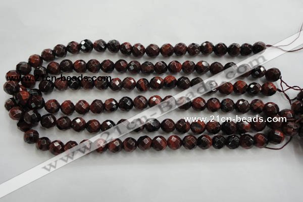 CTE703 15.5 inches 10mm faceted round red tiger eye beads