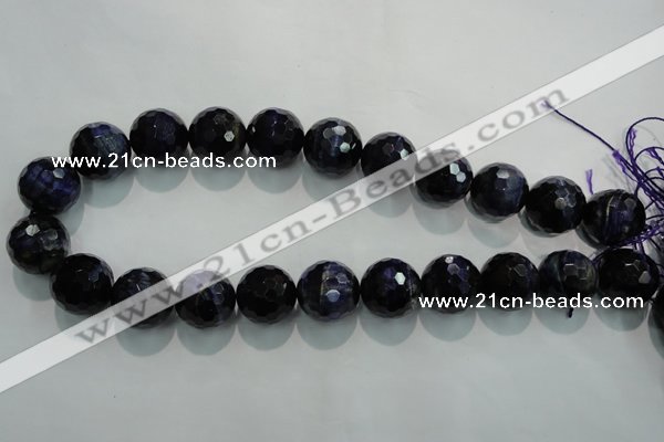 CTE936 15.5 inches 16mm faceted round dyed blue tiger eye beads