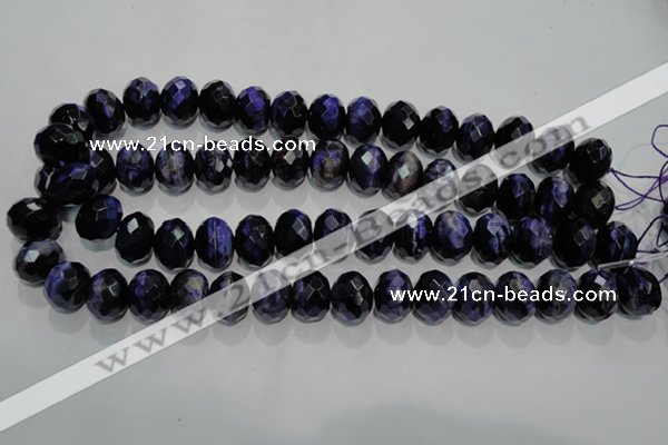 CTE944 15.5 inches 12*16mm faceted rondelle dyed blue tiger eye beads