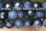 CTG3574 15.5 inches 4mm faceted round dumortierite beads