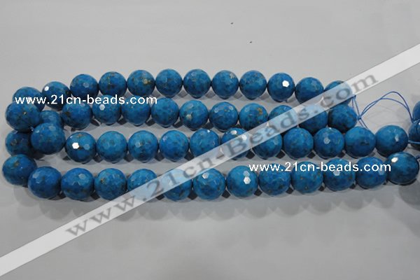 CTU1636 15.5 inches 16mm faceted round synthetic turquoise beads