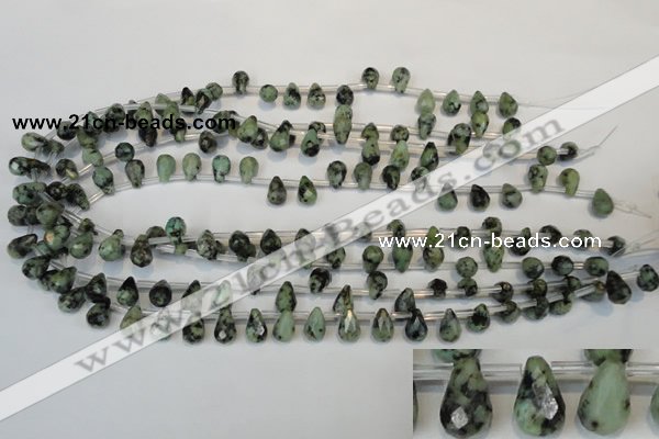 CTU488 Top-drilled 7*10mm faceted teardrop African turquoise beads