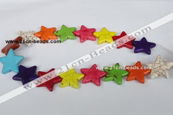 CTU728 15.5 inches 25*25mm star dyed turquoise beads wholesale