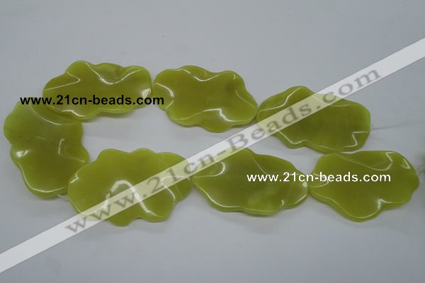 CTW315 15.5 inches 40*60mm wavy oval olive jade gemstone beads