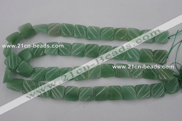 CTW354 15.5 inches 16*16mm twisted square green aventurine beads